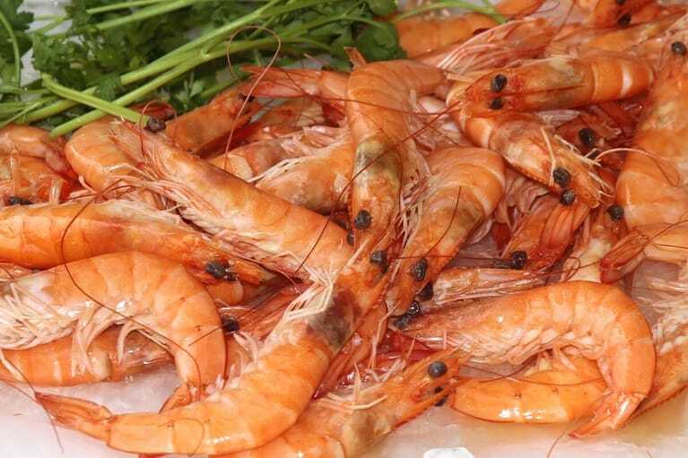 Shrimps, Gambas, Scampi Die Fleischerei