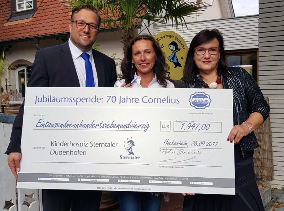 Cornelius wird 70 und spendet das Gründungsjahr 1947 als Betrag einem Kinderhospiz
