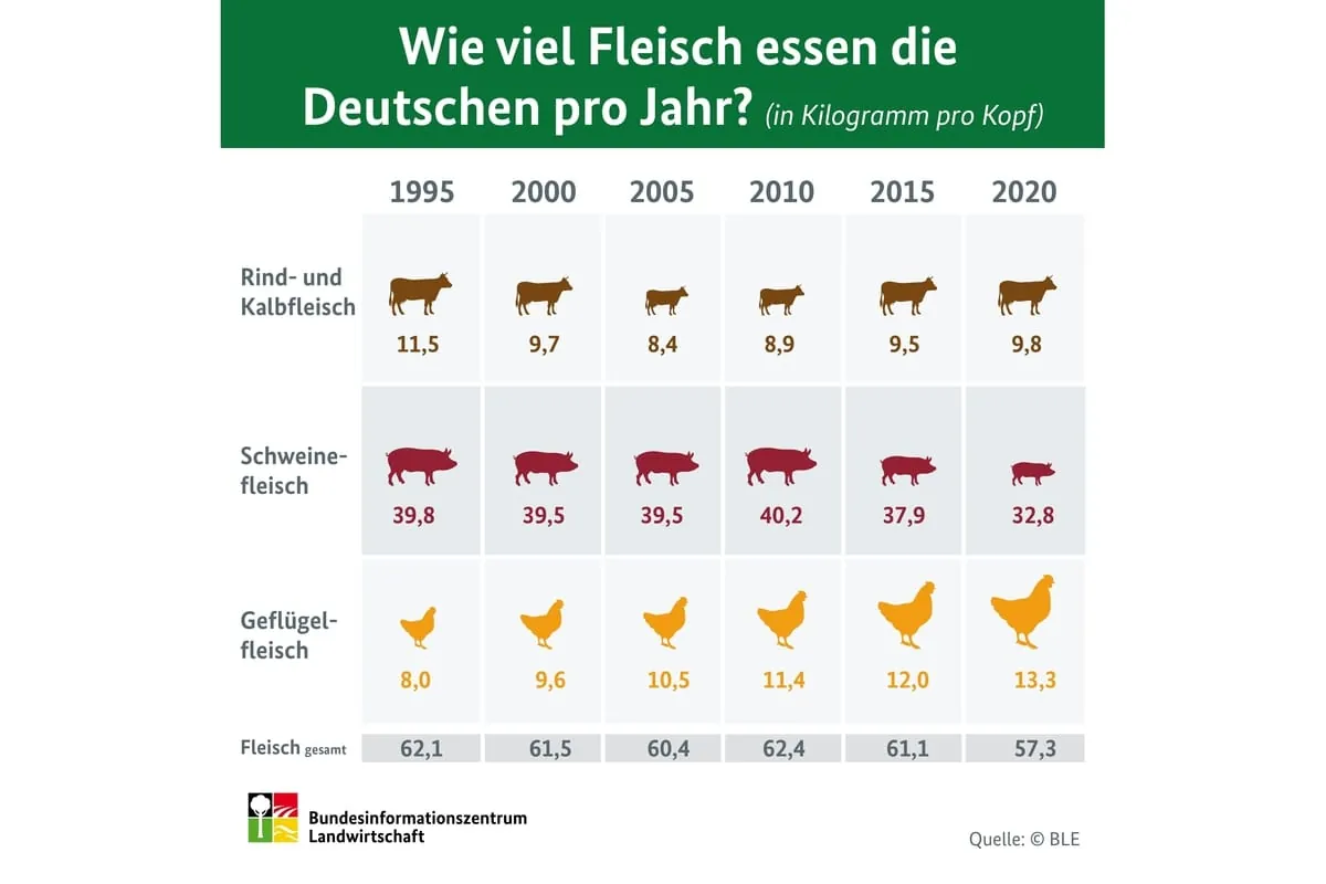 Fleischverzehr weiter gesunken
