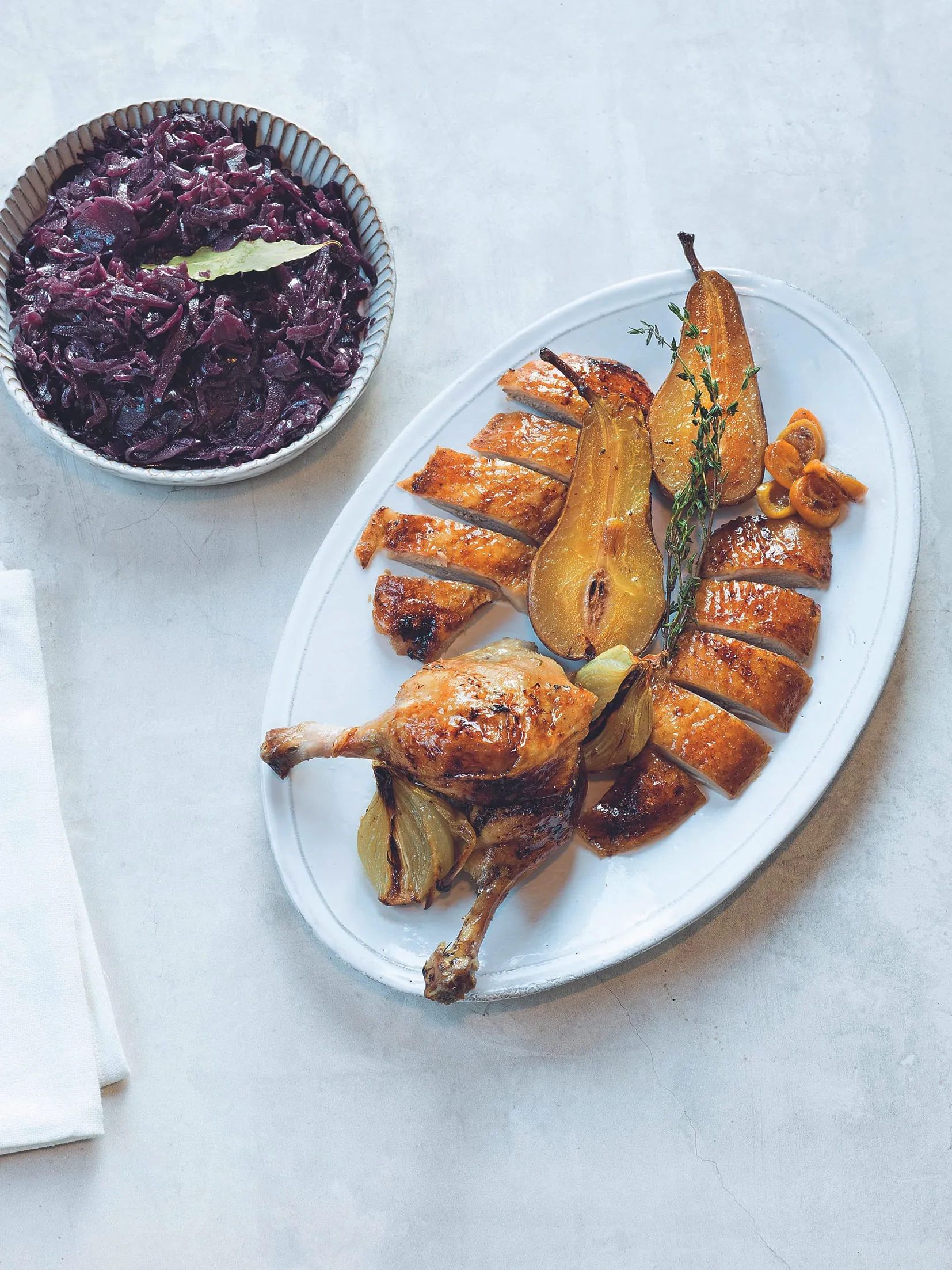 Ente mit Glühwein-Rotkohl