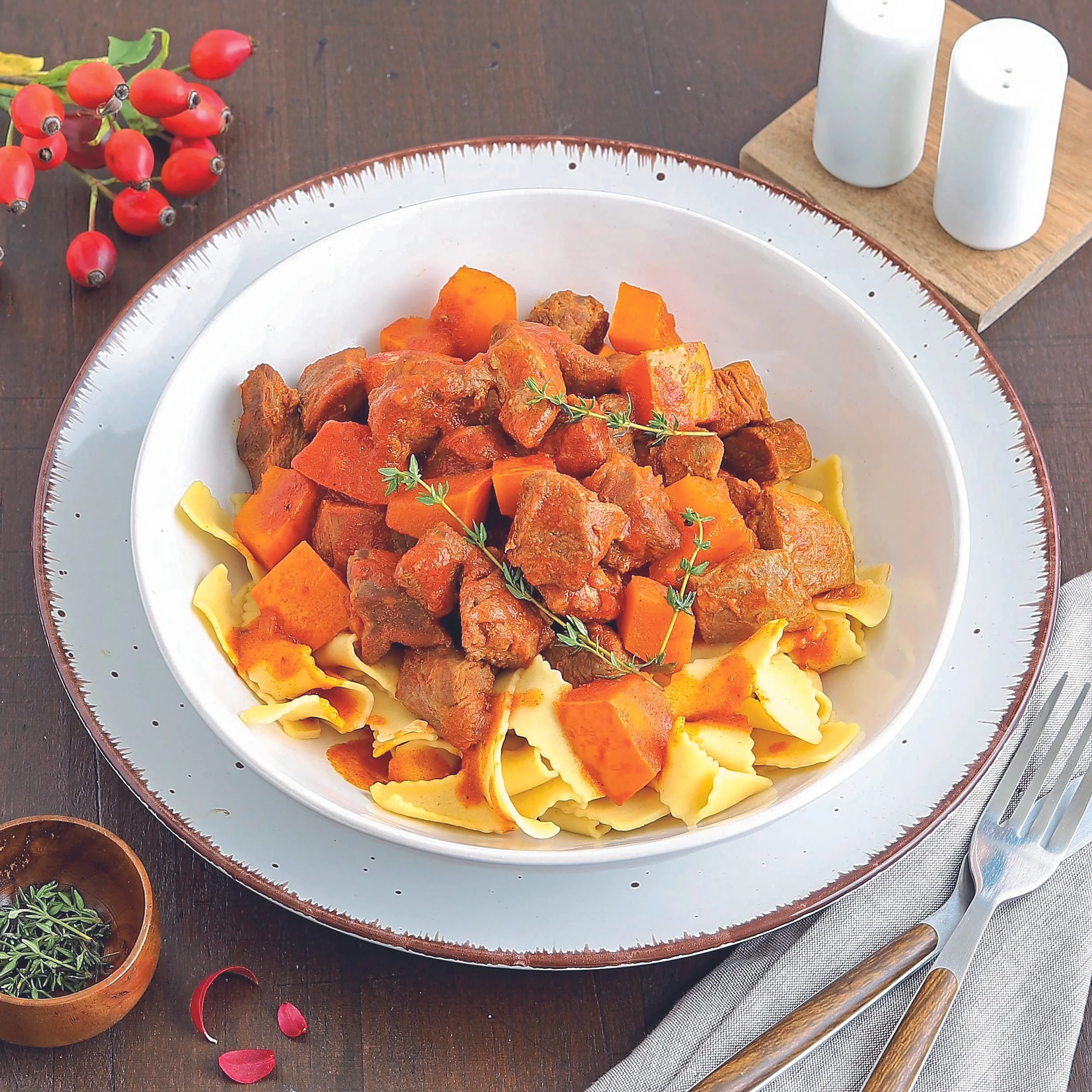 Putengulasch mit Kürbis